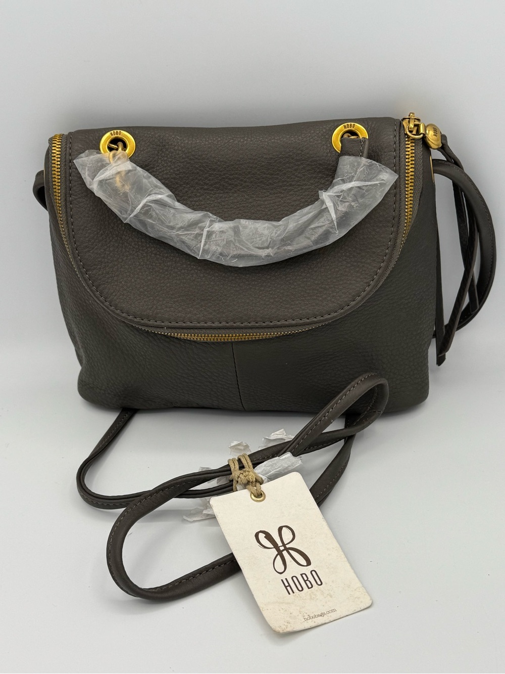 HOBO Fame Slate Convertible Pebbled Leather Zip Flap Crossbody Bag
